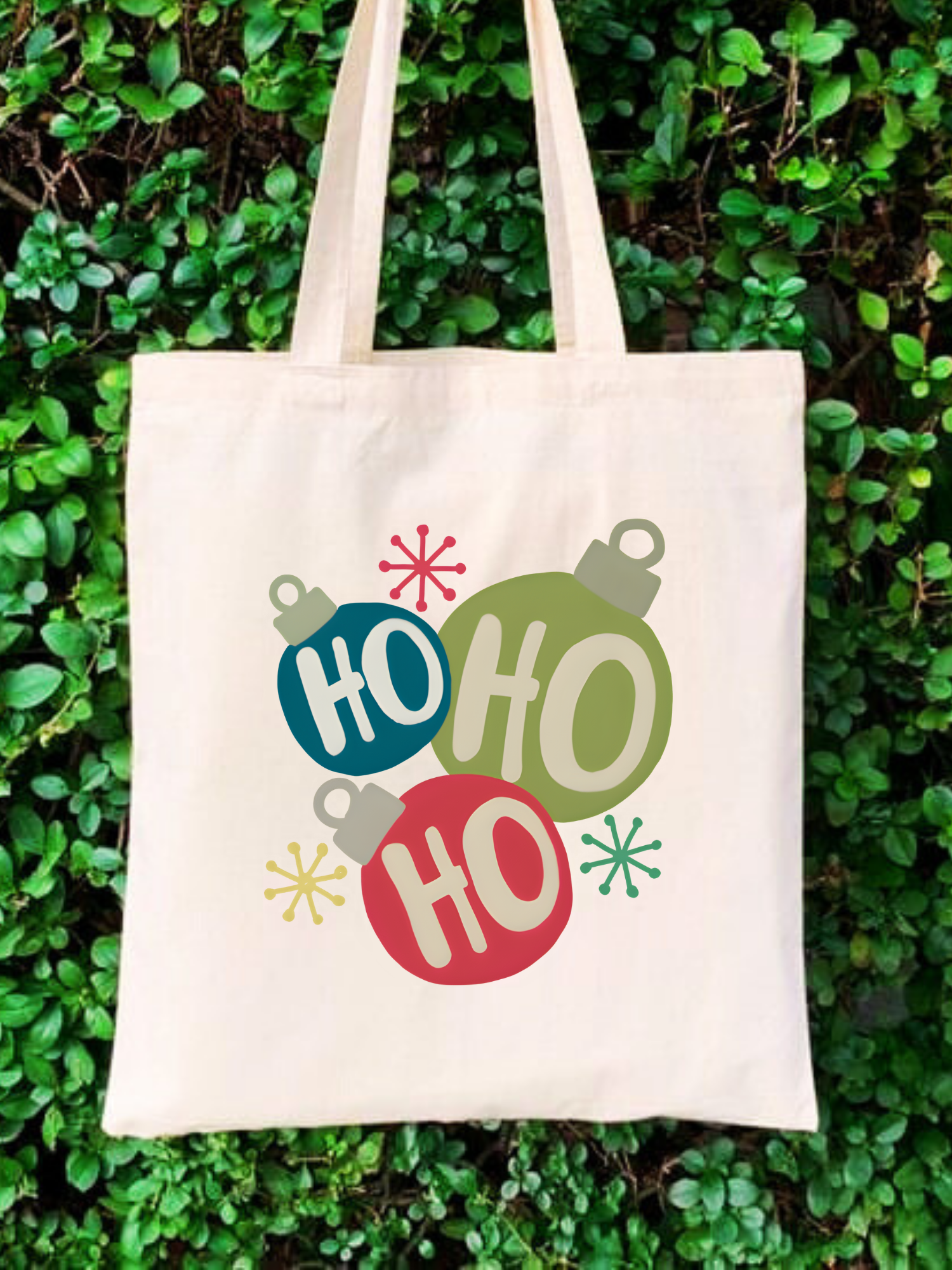 Ho Ho Ho Renkli Yılbaşı Ham Bez Çanta tasarımlı ham bez çanta minimalist pinterest modeli