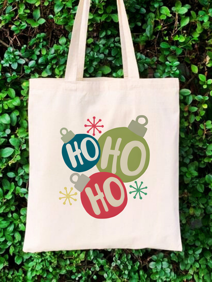Ho Ho Ho Renkli Yılbaşı Ham Bez Çanta tasarımlı ham bez çanta minimalist pinterest modeli