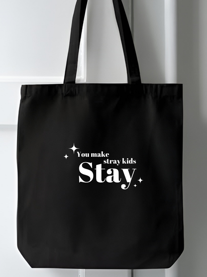 Stray Kids Stay Tasarım, Siyah , Kanvas Tote Bag, Bez Çanta, Kanvas Çanta, kore çanta, kpop çanta