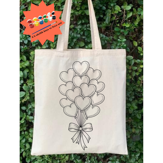 Boyama Seti Kalpli Boyama Çantas? Hobi 35*40 krem kanvas çanta %100 pamuk 35x40 cm tote bag
