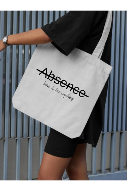 Absence Art Tasarım Kalın Beyaz Su Geçirmez Kanvas Tote Bag, Bez Çanta, Shopper Bag