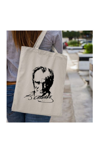 Atatürk Baskılı İmzalı Tote Bag Bez Çanta