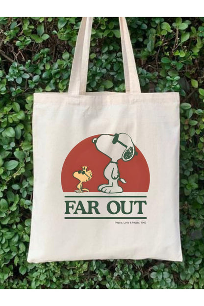 Snoopy Far Out Tote Bag Bez Çanta