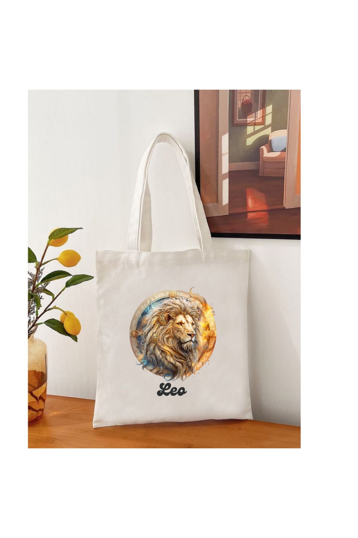 Aslan Burcu Hediye Çanta- Leo Zodiac Sign Tote Bag Bez Çanta
