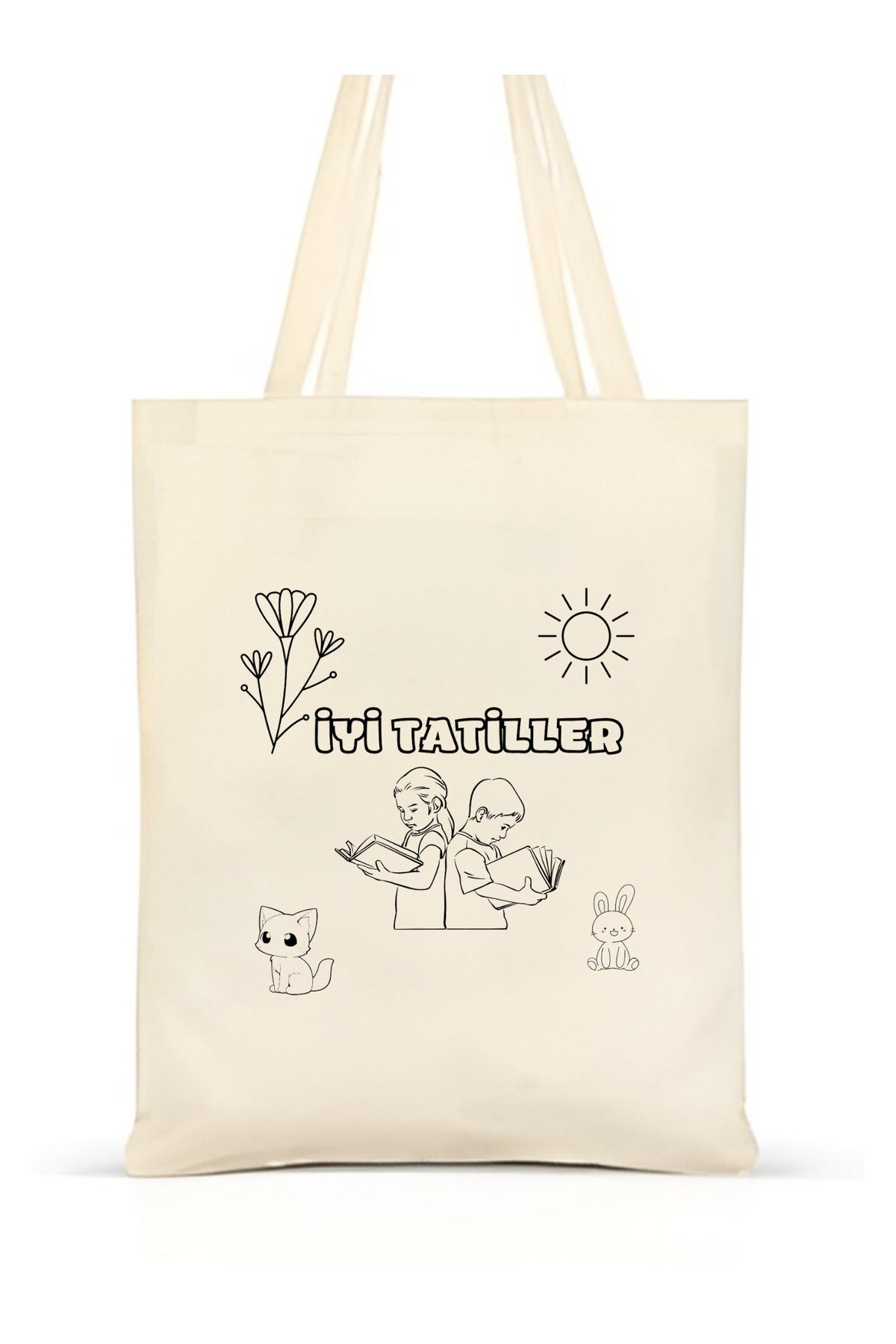 Karne Çantasi krem kanvas çanta %100 pamuk 35x40 cm tote bag