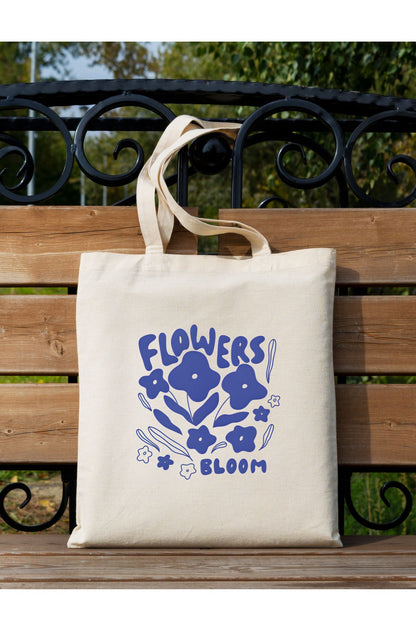Flowers Bloom Tote Bag Bez Çanta