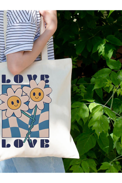 Papatya Love Tasarım Tote Bag Bez Çanta