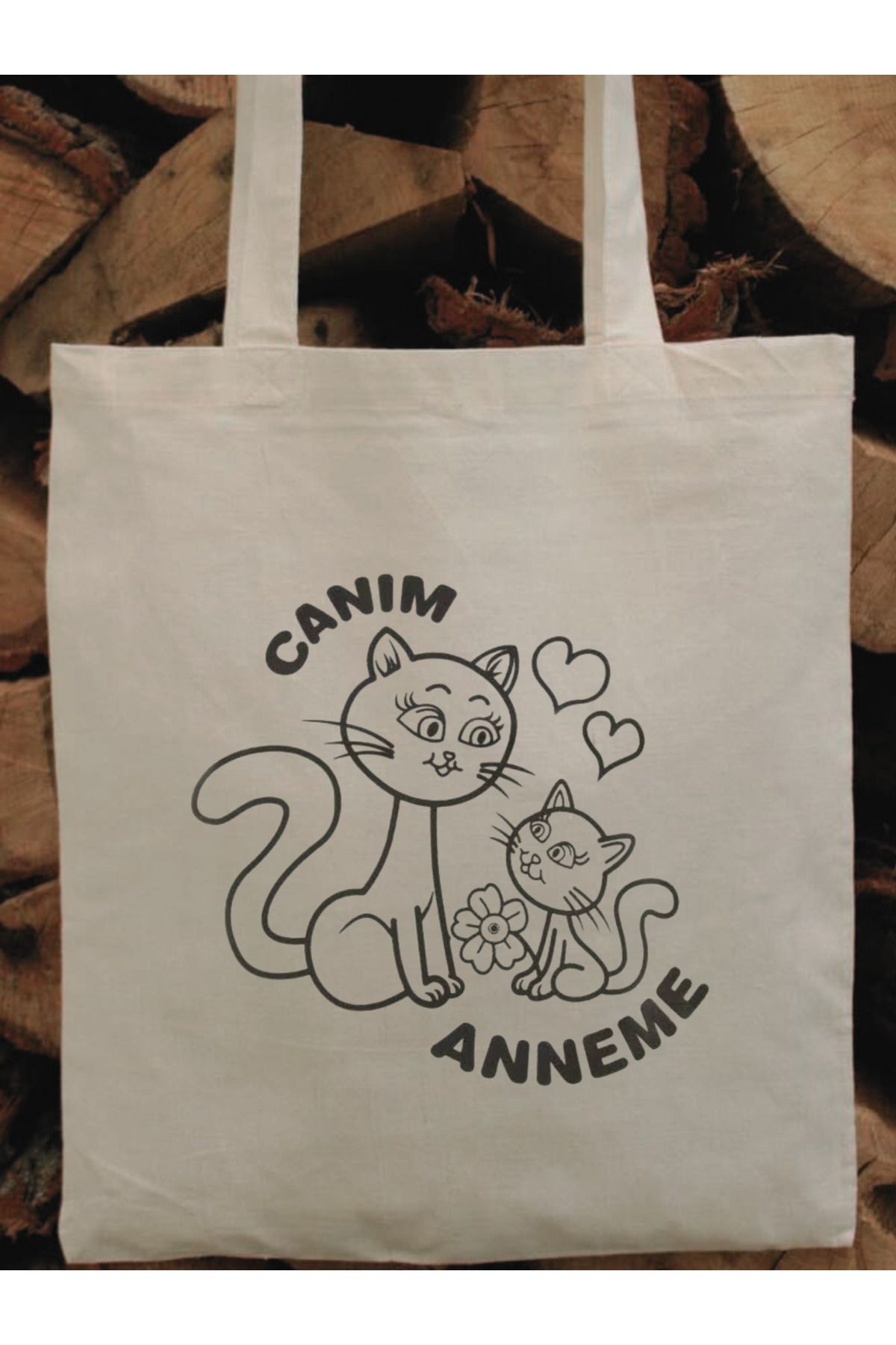 Canım Annem, Kedili Anneler Günü Çocuk Boyama Çantası, Anaokulu Boyama Bez Çanta Tote Bag
