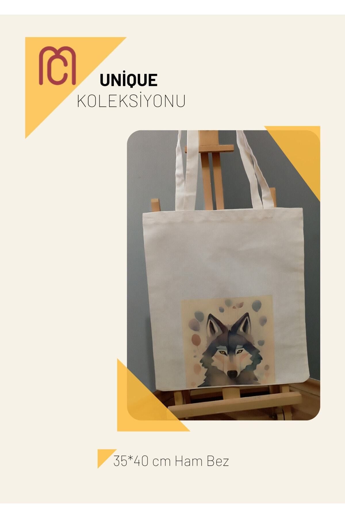 Wolf Unique Art, Kurt Tasarım Tote Bag Bez Çanta