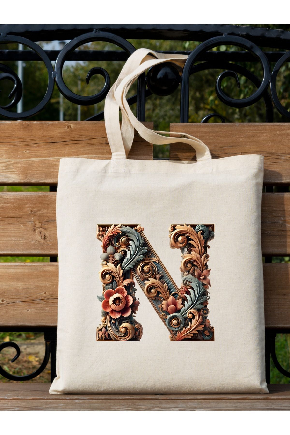 N Harf Tasarım N Harfi Çanta, Y2 Pinterest Retro Unisex Bez Çanta Tote Bag, Shopper Bag