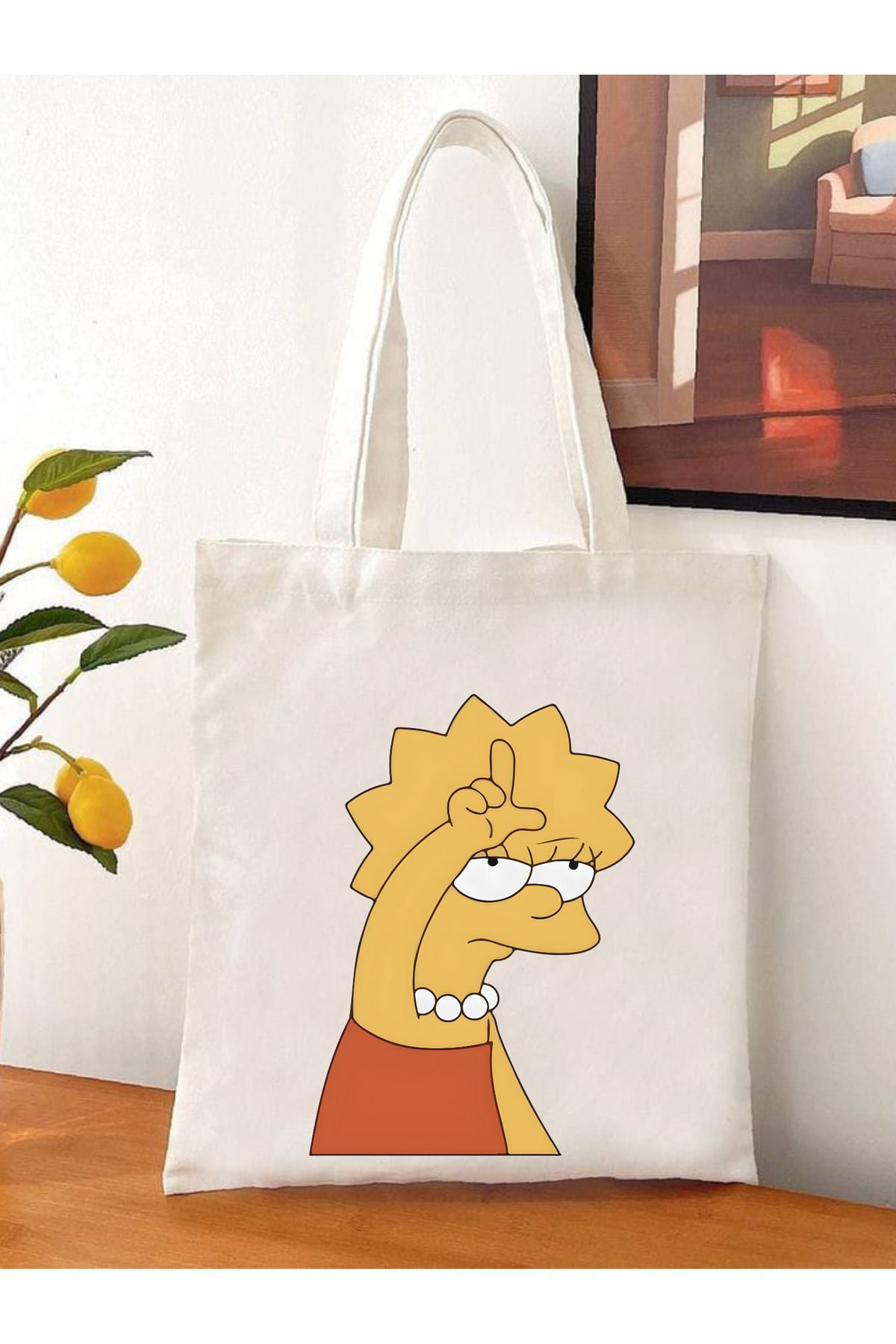 Lisa Simpson Tasarım Tote Bag Bez Çanta