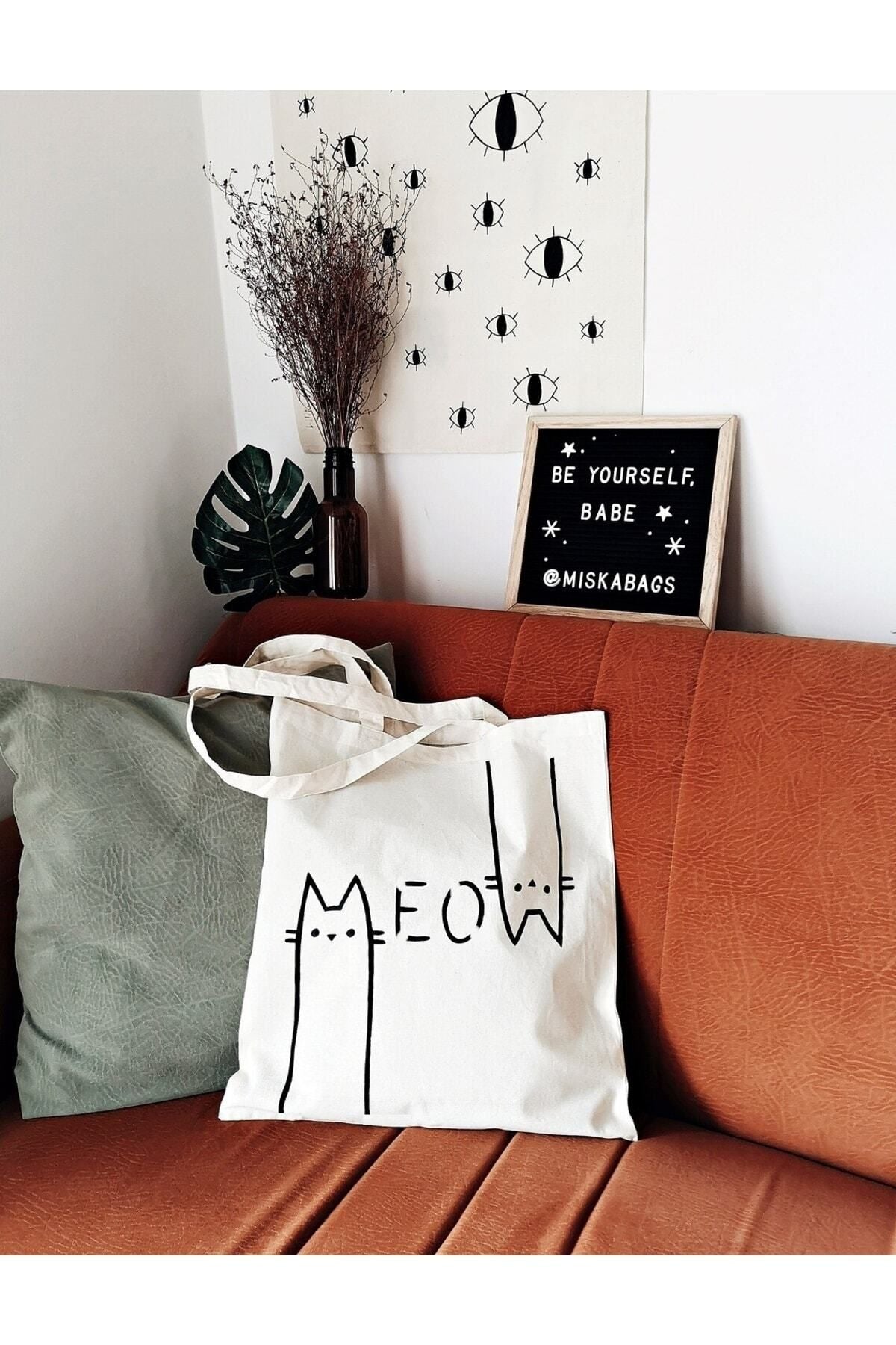 Meov Cat Tote Tasarımlı Tote Bag Bez Çanta