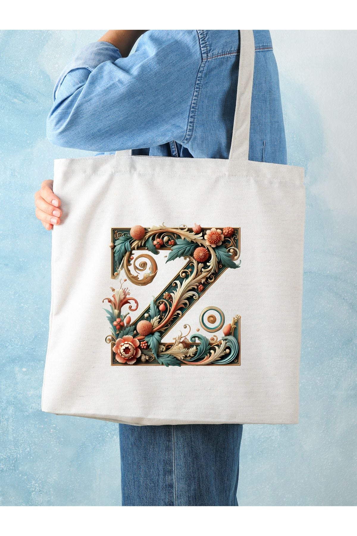 Z Harfli Tasarım Z Harfi Çanta, Y2 Pinterest Retro Unisex Bez Çanta Tote Bag, Hediye Çanta