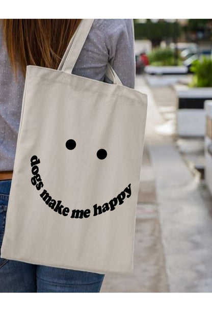 Dogs Make Me Happy Tote Bag Bez Çanta