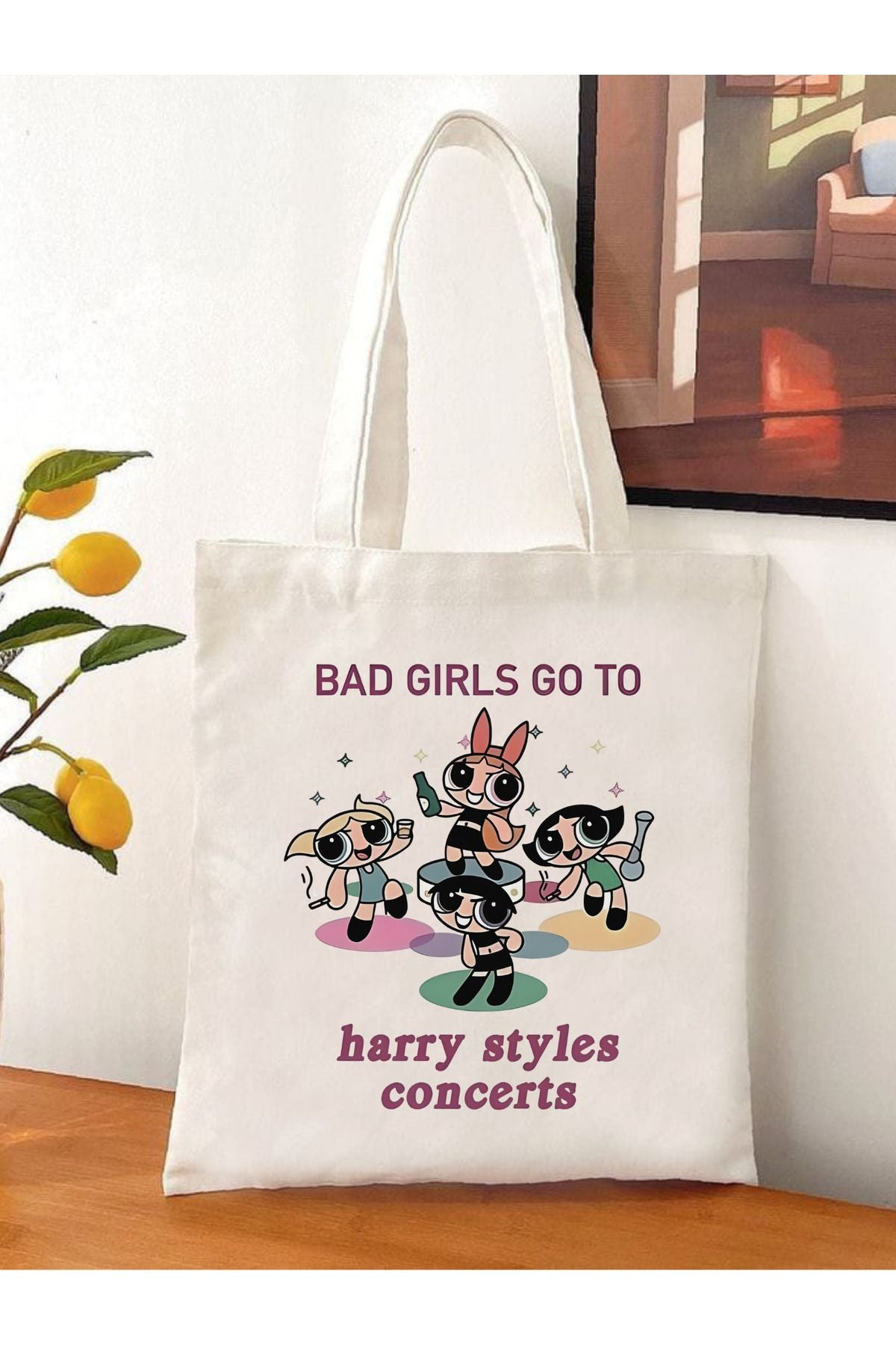 Powerpuff Harry Styles Tote Bag Bez Çanta