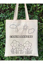 Anneler Günü Hediyesi, Çiçekli Anne Hediye Boyama Çantası Tote Bag, Bez Çanta, Boyama Bez Çanta