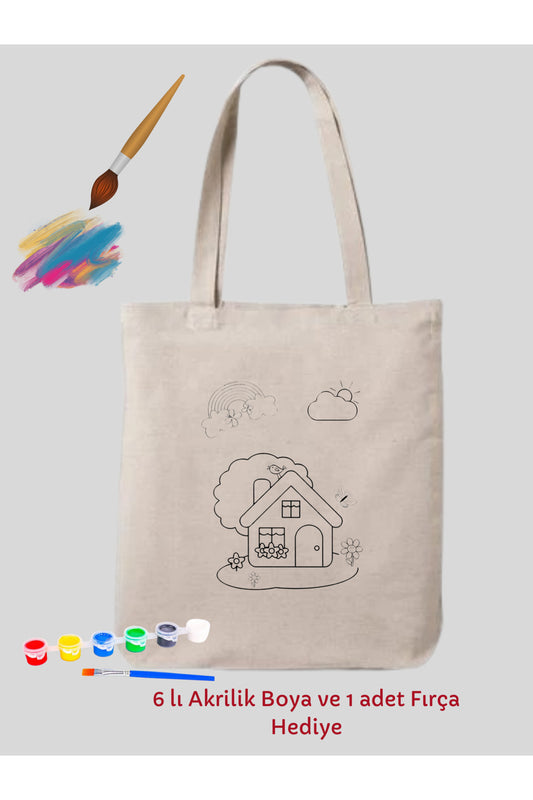 Ev Tasarim Sinirli Boyama Çantasi Hobi 35*40 Cm krem kanvas çanta %100 pamuk 35x40 cm tote bag