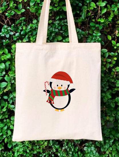 Penguen Yılbaşı Ham Bez Çanta tasarımlı ham bez çanta minimalist pinterest modeli