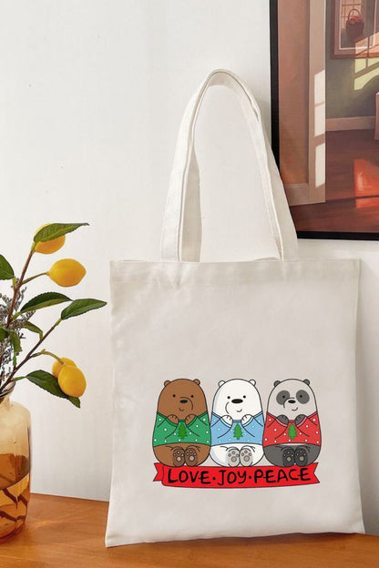 We Bare Bears, Kafadar Ayılar 3 Yakın Dost Baskılı Ham Bez Canta Tote Bag, Bez Çanta
