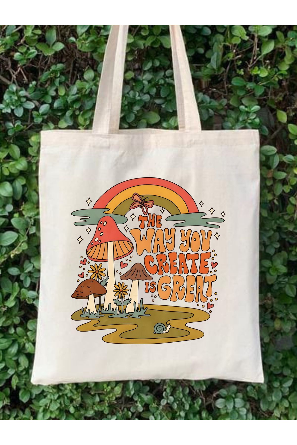 Mushroom Mantar Tasarım Tote Bag Bez Çanta