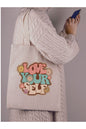 Love Your Self Bohem, Retro Omuz Çantası Tote Bag Bez Çanta