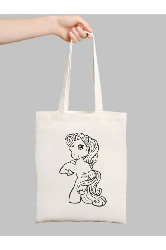 Unicorn Boyama Çantası, Boyama Bez Çanta Tote Bag