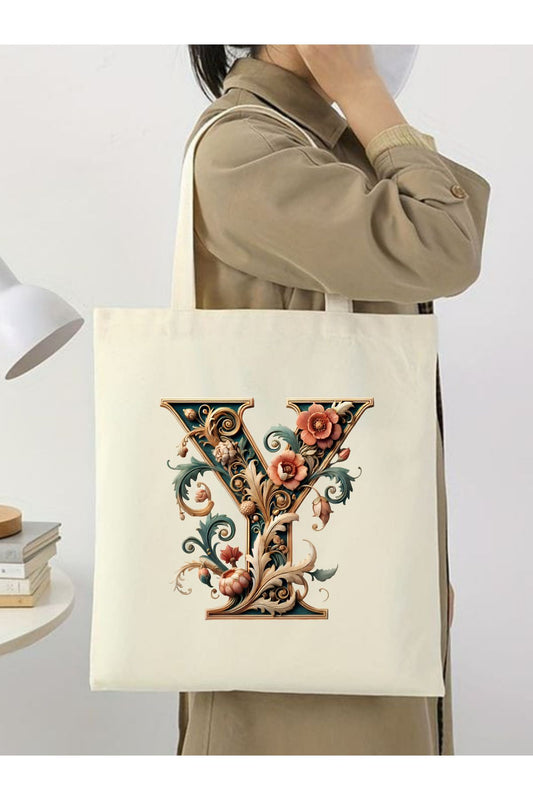 Harf Tasarım A Harfi Çanta, Y2 Pinterest Retro Unisex Bez Çanta Tote Bag, Shopper Bag
