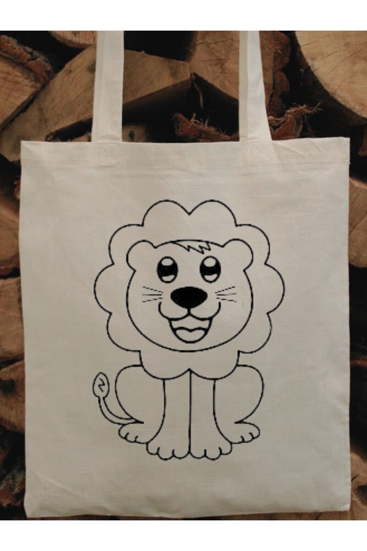 Aslan Hayvanlı Boyama Çantası, Boyama Bez Çanta Tote Bag