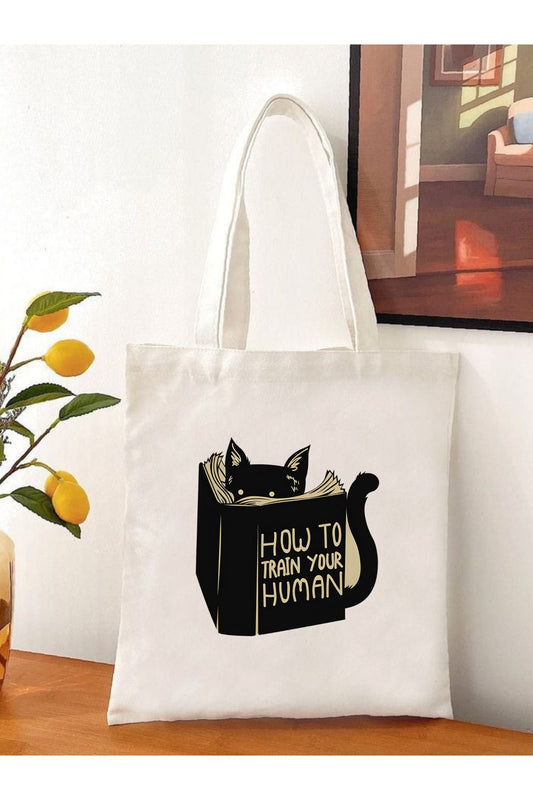 How To Train Your Human Kedi Tote Bag Bez Çanta