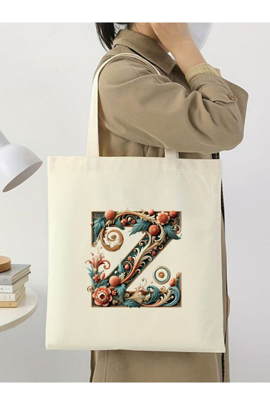 Z Harfli Tasarım Z Harfi Çanta, Y2 Pinterest Retro Unisex Bez Çanta Tote Bag, Hediye Çanta