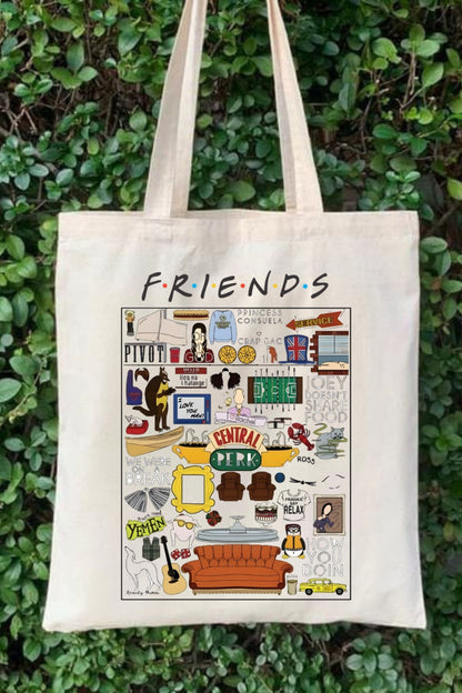 Friends Tv Show Kolaj Ham Bez Çanta Tote Bag