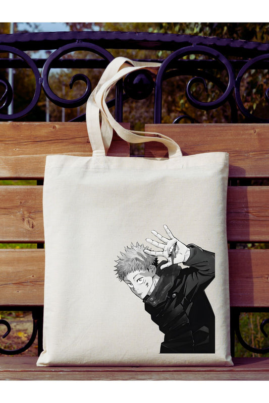 Yuji Itadori Jujutsu Kaisen Anime Ham Bez Tote Bag Bez Çanta