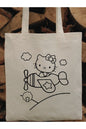 Hello Kitty Uçaklı  Boyama Çantası, Boyama Bez Çanta Tote Bag
