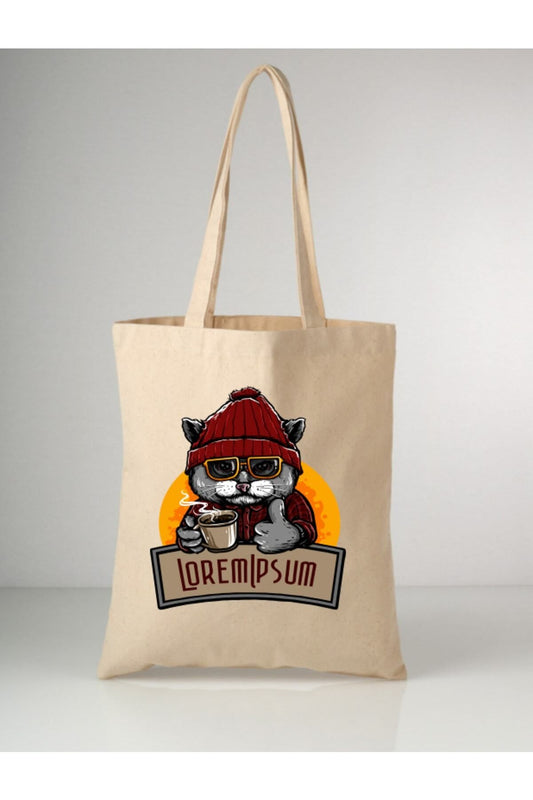 Lorem Ipsum Tasarımlı Ham Bez Çanta – 35x40 cm