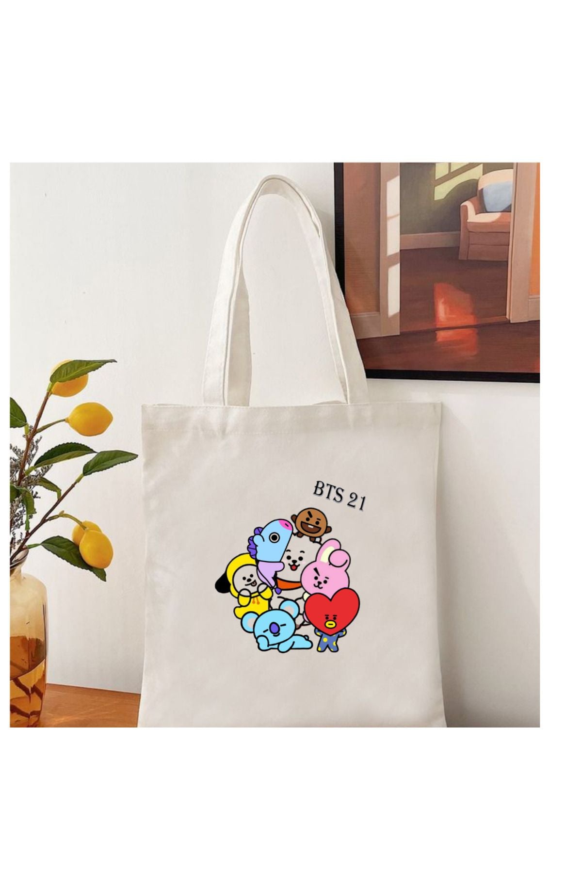 BTS K Ham Bez Çanta tasarımlı ham bez çanta minimalist pinterest modeli