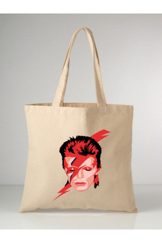 David Bowie Tasarımlı Ham Bez Çanta – 35x40 cm