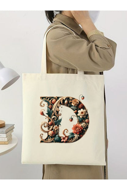 D Harf Tasarım D Harfi Çanta, Y2 Pinterest Retro Unisex Bez Çanta Tote Bag, Shopper Bag