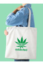 Addicted, Weeds Tasarım Tote Bag, Kalın, Bez Çanta, Omuz Çanta,