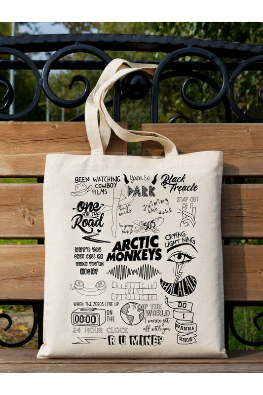 Arctic Monkeys Tasarım Tote Bag krem kanvas çanta %100 pamuk 35x40 cm tote bag