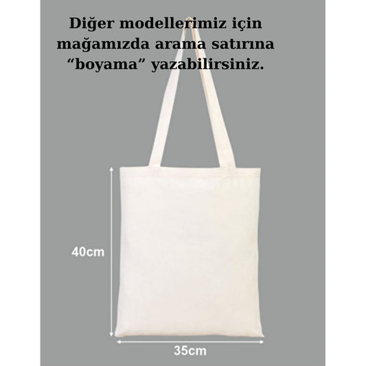 Tote Bag krem kanvas çanta %100 pamuk 35x40 cm tote bag