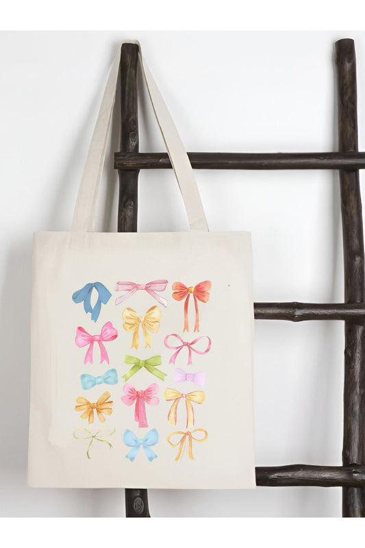 Y2K Bows Coquette Pinterest Kurdeleler Retro Unisex Bez Çanta Tote Bag