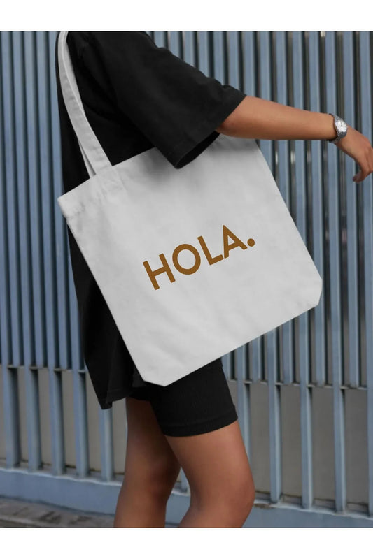 Y2K Hola Tasarım Kalın Tote Bag krem kanvas çanta %100 pamuk 35x40 cm tote bag