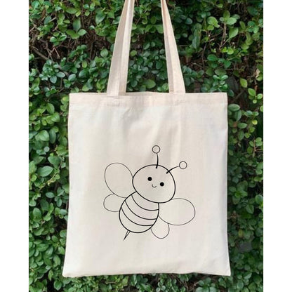 Ari Maya Boyama Çantasi Anaokulu Çocuk Etkinlik Boyama krem kanvas çanta %100 pamuk 35x40 cm tote bag