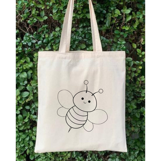 Ari Maya Boyama Çantasi Anaokulu Çocuk Etkinlik Boyama krem kanvas çanta %100 pamuk 35x40 cm tote bag