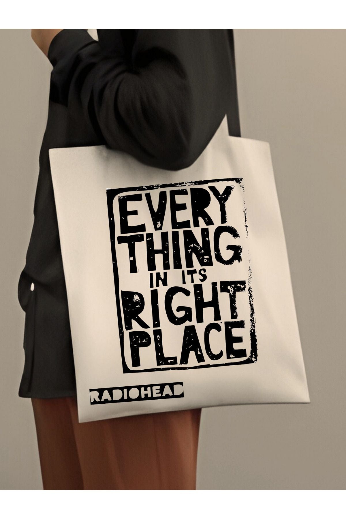Radiohead Every Thing In Its Right Place Kalın Su Geçirmez Bez Tote Bag Kanvas Omuz Çantası