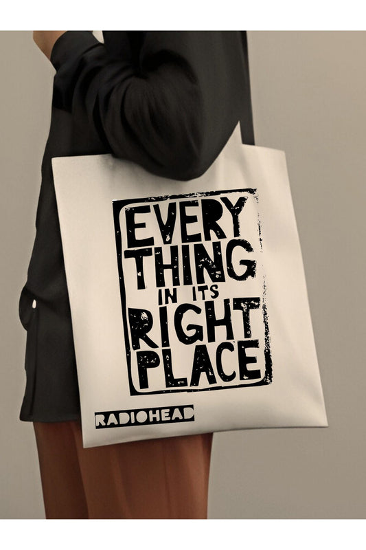 Radiohead Every Thing In Its Right Place Kalın Su Geçirmez Bez Tote Bag Kanvas Omuz Çantası