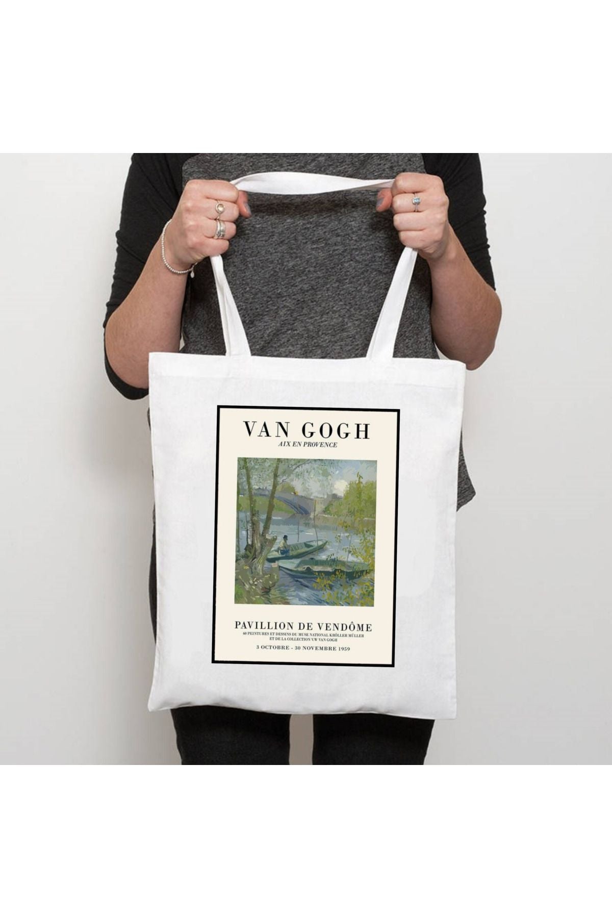 Vincent Van Gogh Vendome Kalın iç göstermez Tote Bag Bez Çanta