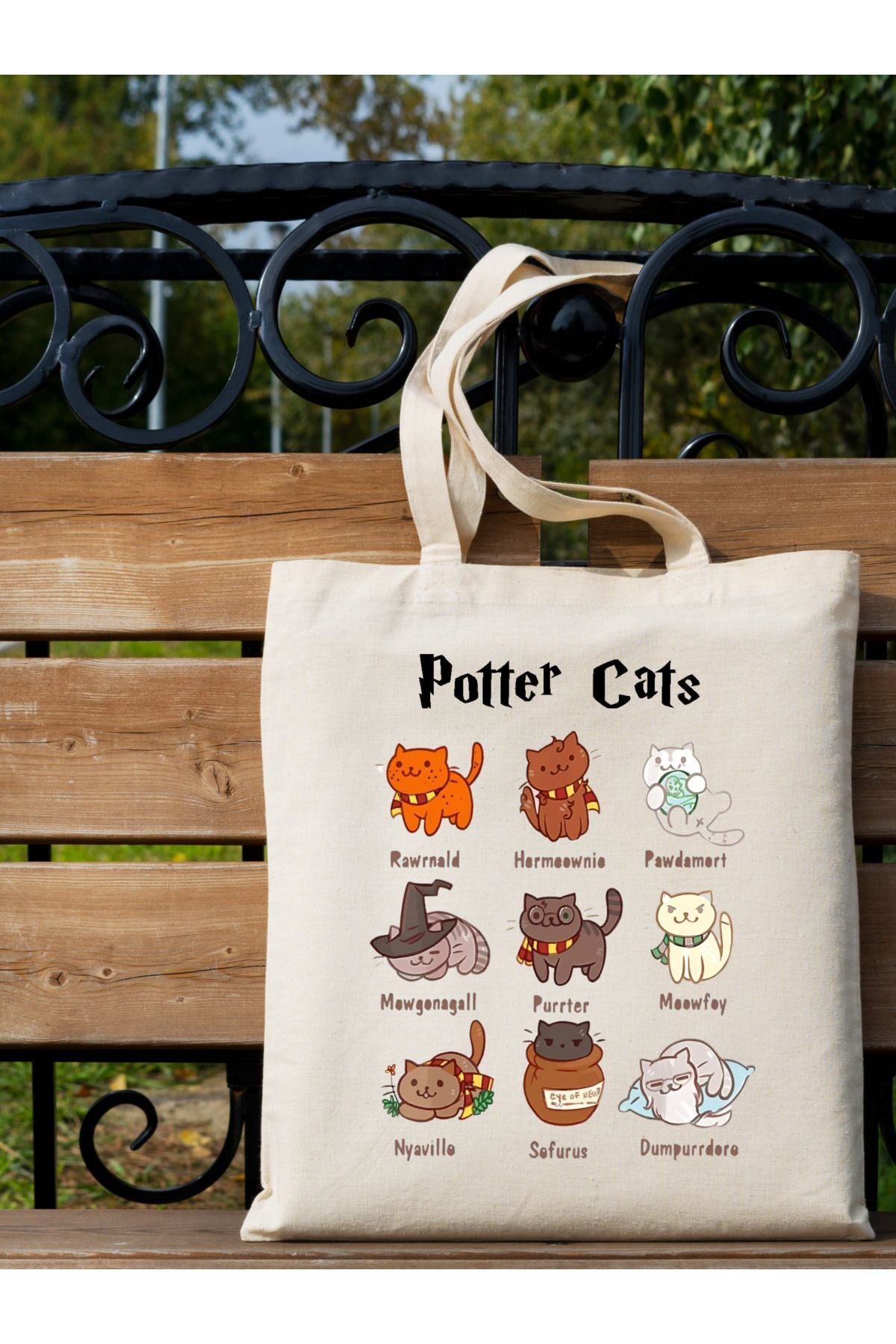 Potter Cats Harry Tasarım Ham Bez Tote Bag Çanta