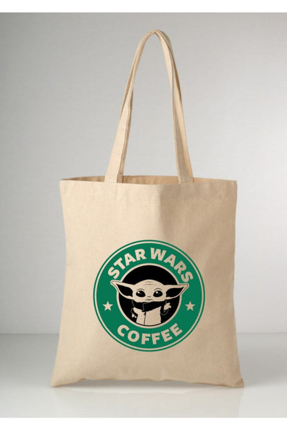 Starwars Yoda Coffee Tote Tasarımlı Tote Bag Bez Çanta