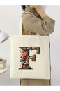 F Harfli Tasarım F Harfi Çanta, Y2 Pinterest Retro Unisex Bez Çanta Tote Bag, Shopper Bag